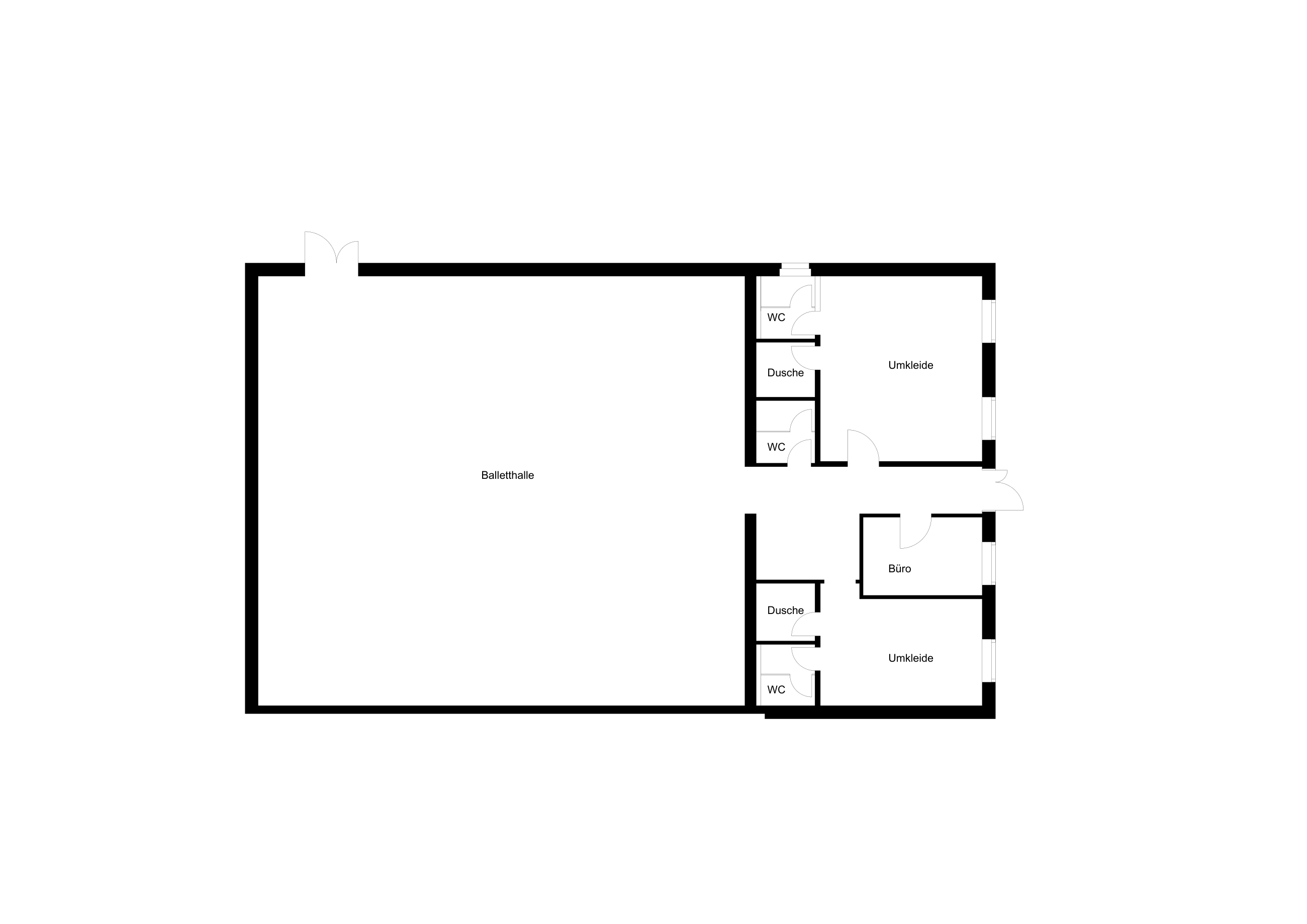 Digitalisierter Bestandsgrundriss – Ballettsaal